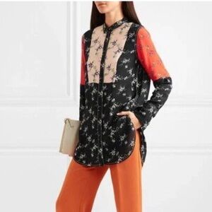 Malene Birger Luccah Floral Print Silk Blend Blouse Tunic Size Medium